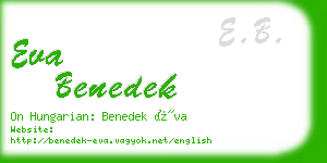eva benedek business card